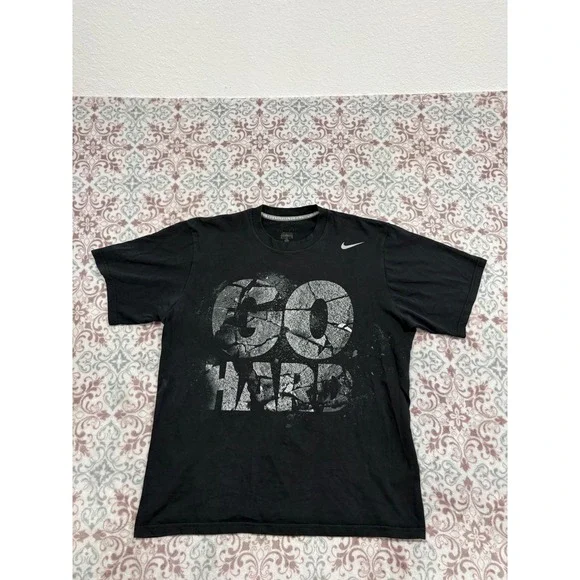 Nike Dri-FIT Go Hard Graphic T-Shirt Mens Large Black Training Gym Tee