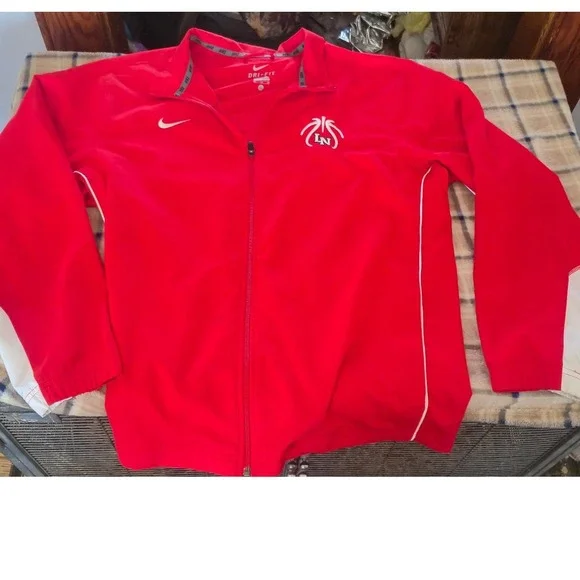 Nike Dri-FIT Mens XL Red Full Zip‎ Basketball Track Jacket LN Logo Warm Up