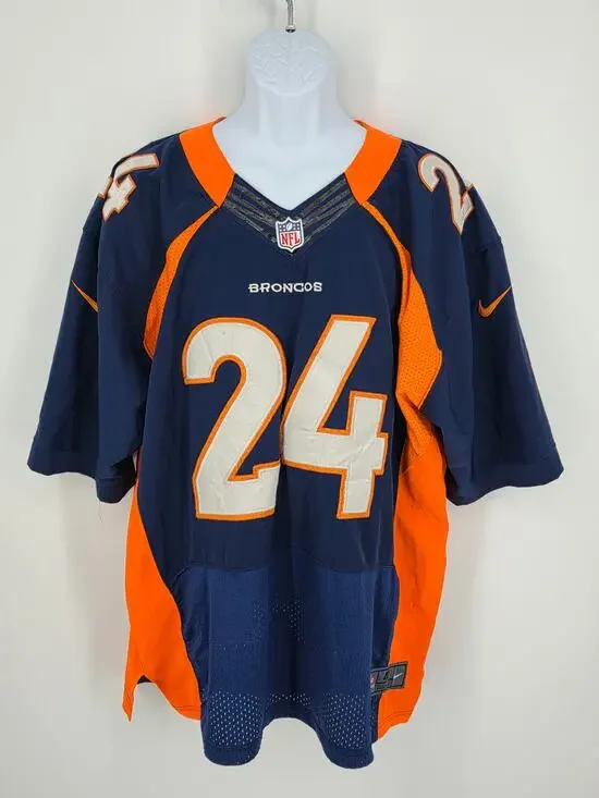 Nike Denver Broncos Champ Bailey Jersey Size 48 Large Navy Blue On Field NFL