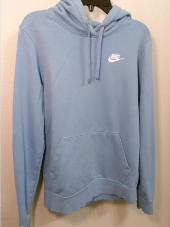 Nike Light Blue Pullover Hoodie with White Logo