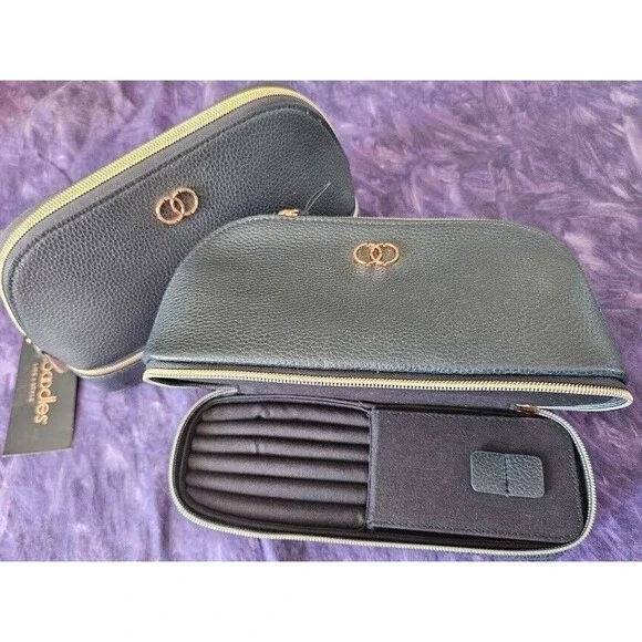 Caboodles Jewelry Storage & Cosmetic Organizer Travel Makeup Bag Navy Blue NWT