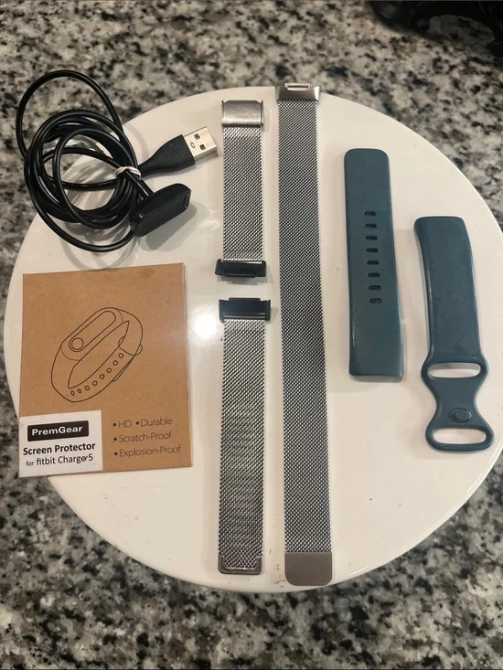 Fitbit 5 charge cord, 3 bands and a screen protector