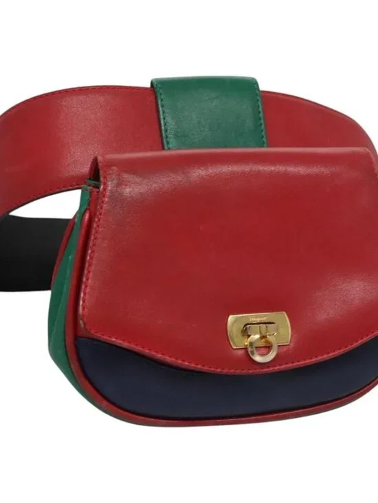 Salvatore Ferragamo Gancini Waist bag Leather Red Auth 115429