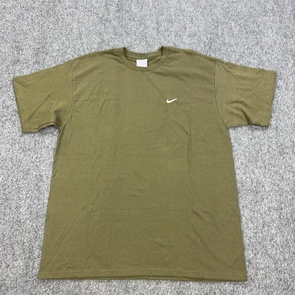 Vintage Nike Shirt Mens Large Green Small Swoosh Logo Cotton Crewneck Tee Casual