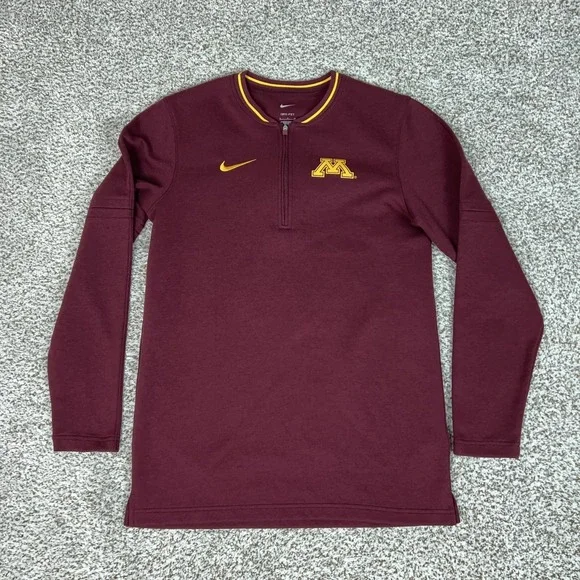 Minnesota Golden Gophers Sweatshirt Mens Small Red NCAA Quarter Zip Nike Dri Fit