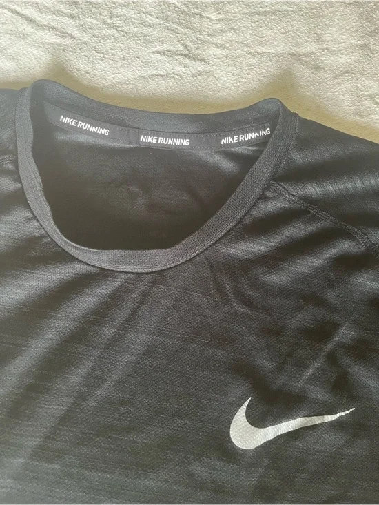 Nike Black Short-Sleeve Running Tee with Silver Swoosh