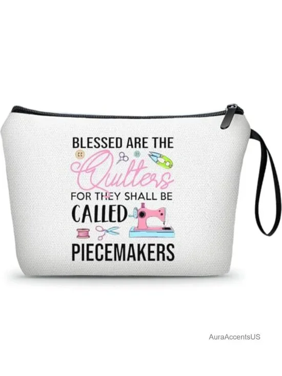 Sewing Quilting Gift Makeup Bag Cosmetic Pouch for Women Canvas Zipper