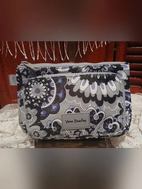 Vera Bradley Gray & Lavender Floral Cosmetic Bag