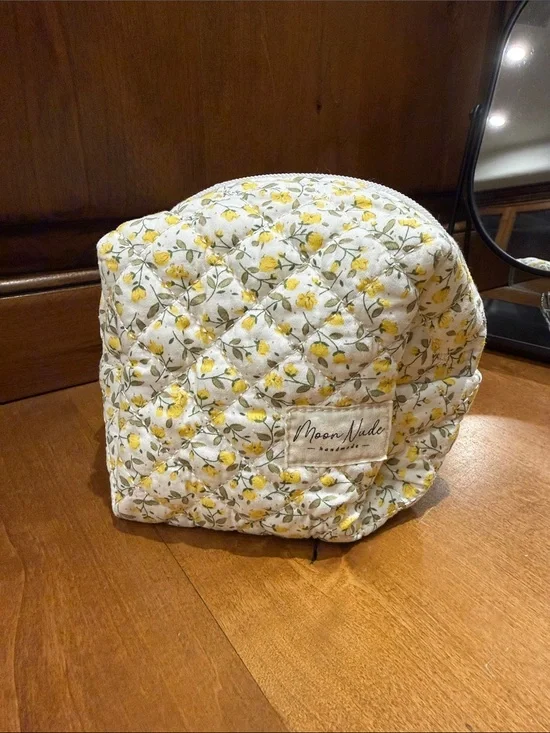 Moon Nude Quilted Cosmetic Pouch in Yellow Floral