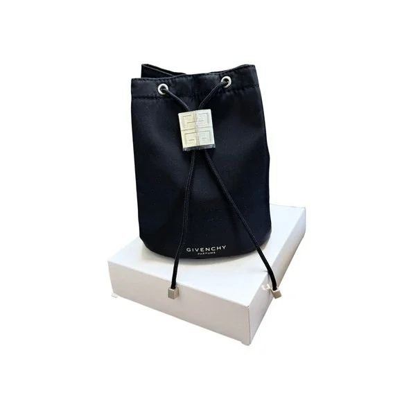 NEW Givenchy Parfums Black Nylon Drawstring Bucket Bag  Pouch 4G Logo  7