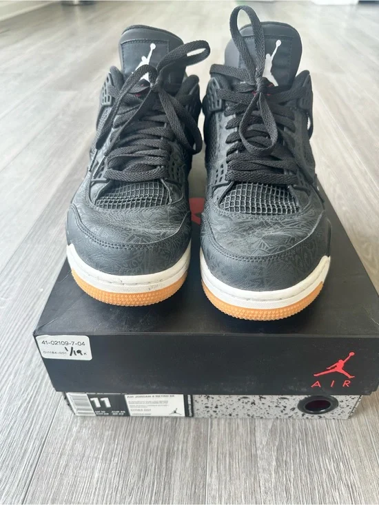 Nike Air Jordan 4 Retro Men's Sneakers - Black/White/Orange