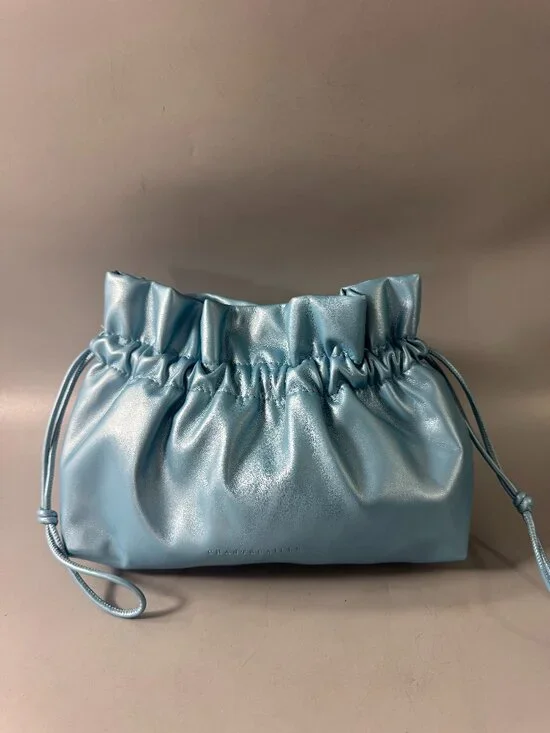 Chantecaille Limited Ediction Metallic Blue Drawstring Pouch