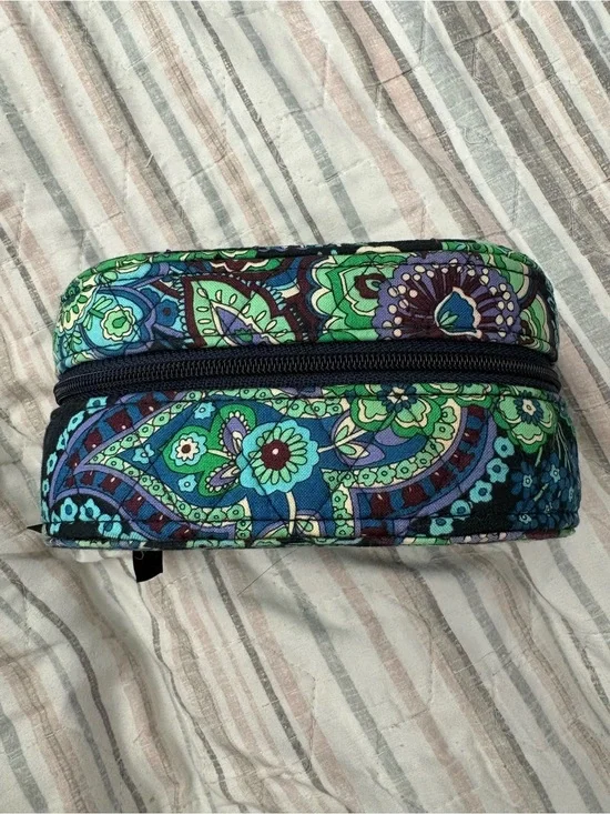 Vera Bradley Quilted Paisley Cosmetic Case in Blue and Green