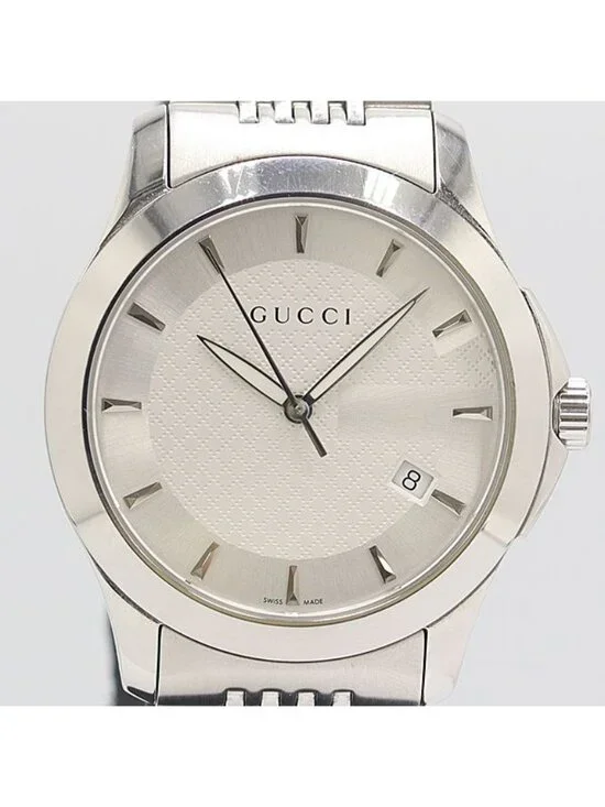 Gucci Box 3 Frames Timeless 126.4 Quartz Date Silver Dial Watch