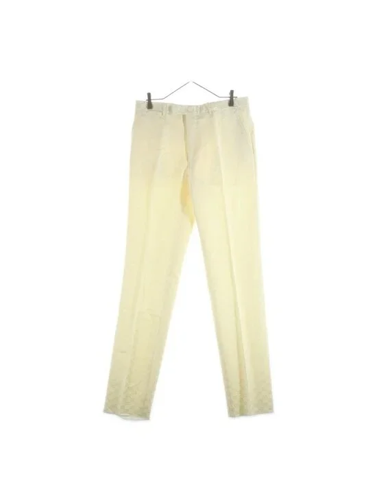 Gucci GG Pants All Over Pattern Ivory Viscose Cotton 48