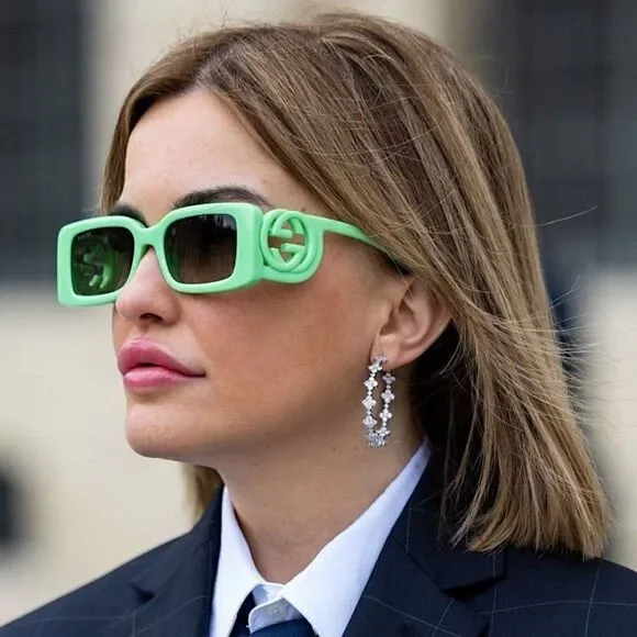 SALE! NEW Gucci GG1325S 004 Green Gradient Rectangle Unisex Sunglasses