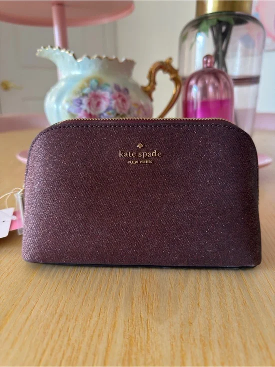 kate spade Sparkle Cosmetic Pouch in Plum Shimmer