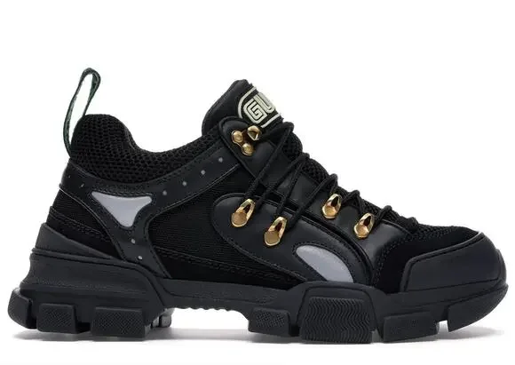 GUCCI Flashtrek Sega Chunky Sneaker Hiking Leather Black Sz 10.5