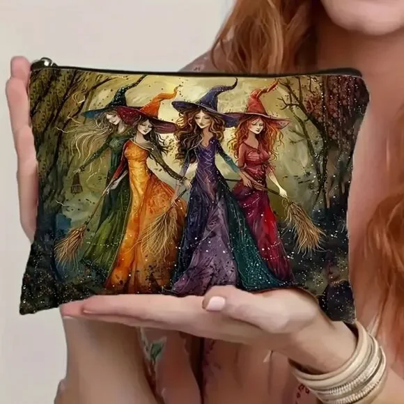 Enchanting Witch-Themed Cosmetic Bag FREE HALLOWEEN EARRINGS WITH PURCHASE