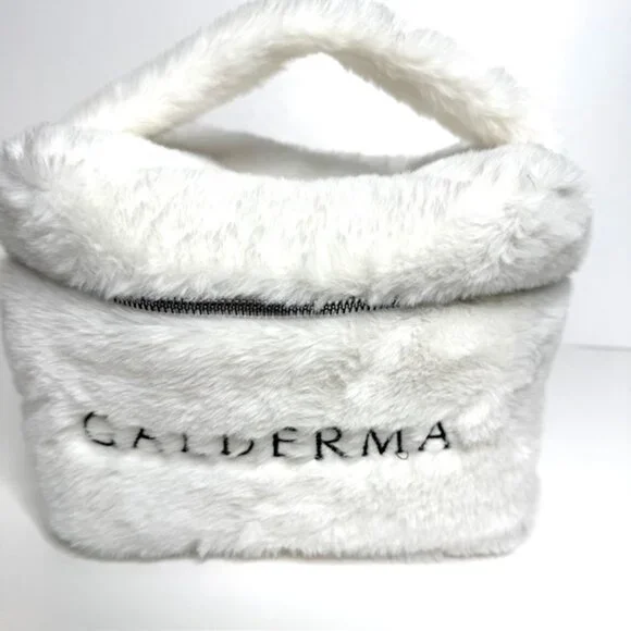 Soft, White Faux Fur Makeup or Travel Bag