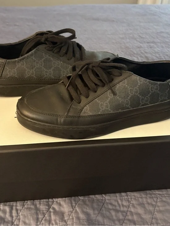 Gucci Black GG Monogram Low-Top Sneakers