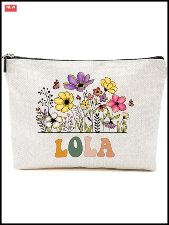 Floral Travel Makeup Bag Zipper Cosmetic Organizer Gift for Mom - 7x9.8 inches