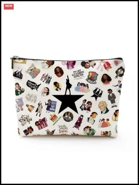Hamilton Musical Makeup Bag Linen Canvas Cosmetic Pouch Travel Toiletry