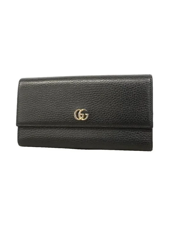 Gucci Wallet GG Marmont Leather Black Gold