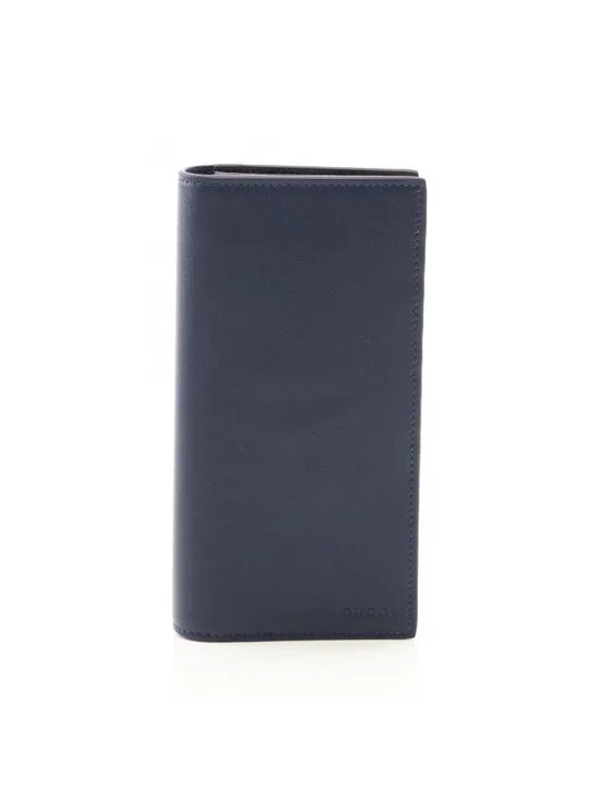 Gucci Bifold Wallet GG Emblem Navy Black Leather
