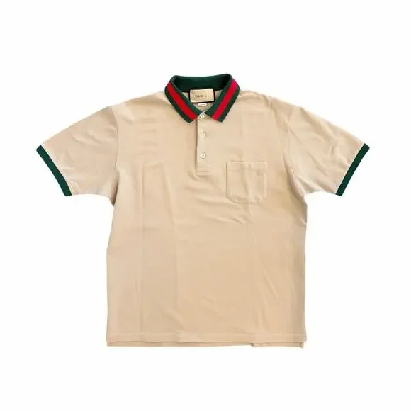 Size XL - Gucci Beige Web Polo Shirt
