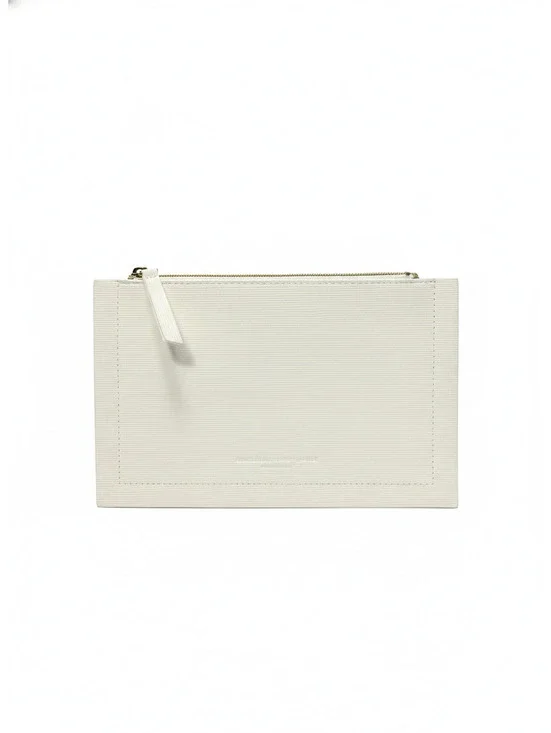 Narciso Rodriguez White Textured Leather Zip Pouch Clutch