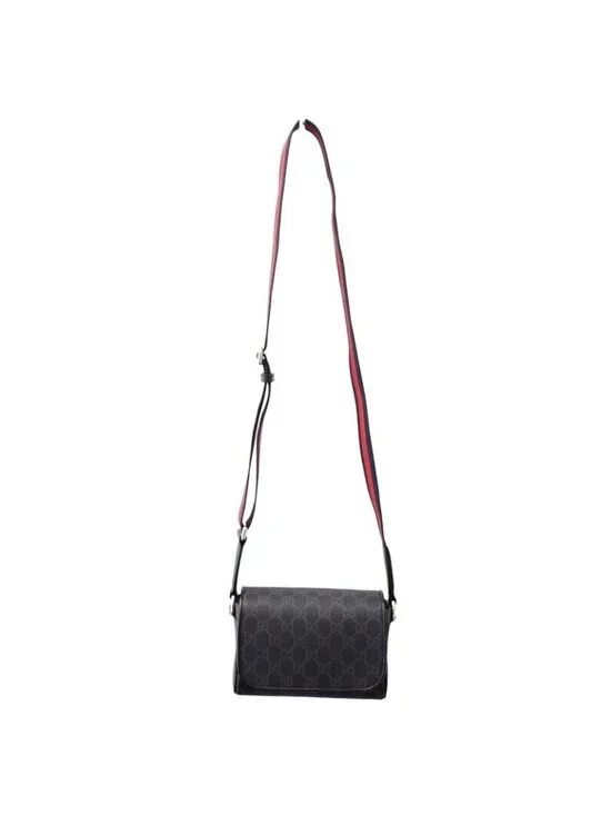 Gucci GG Super Mini Shoulder Bag Polyurethane Black Red