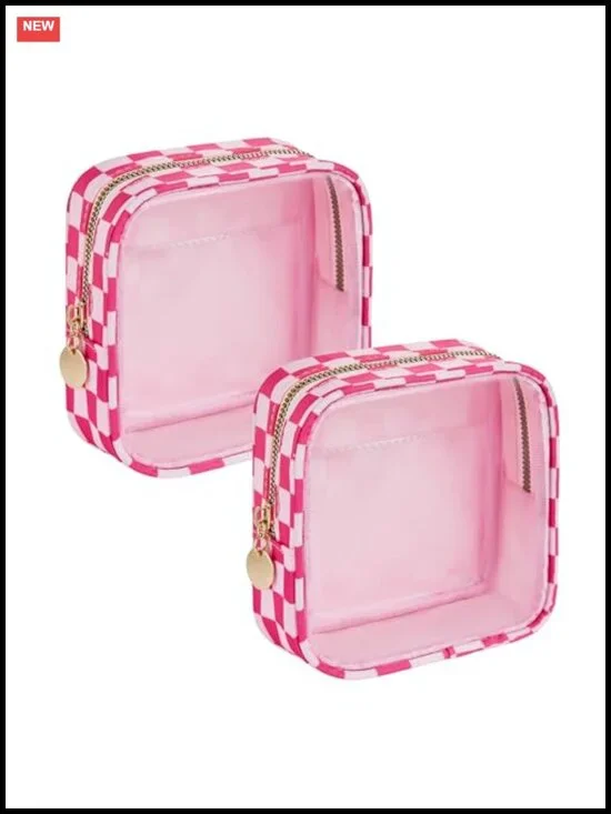 Clear Makeup Bag for Purse - Mini Cosmetic Pouch Travel Organizer 2 Pack Nylon