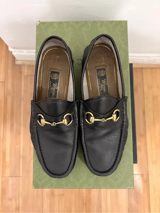 Gucci 1953 Black Leather Horsebit Slip-On Loafers