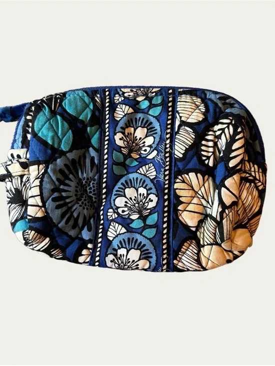 Vera Bradley Signature Print Blue Bayou Makeup Floral Quilted Cosmetic Pouch Bag