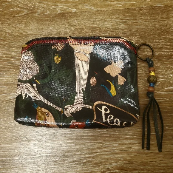 🔥THE SAK | SAKROOTS Peace Doves Coated Canvas Travel Cosmetic Pouch | Wristlet‎