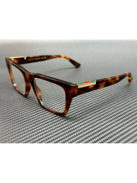 New Gucci Men Brown Havana Eyeglasses 53-20-145
