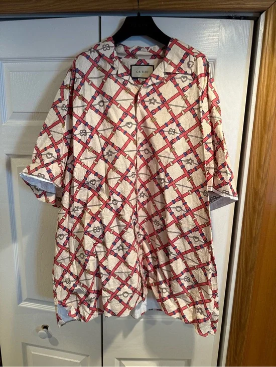 Gucci Belt Chest Bowling Shirt Authentic Size 50