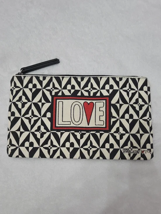 Brighton Black & White LOVE Zip Pouch with Red Heart