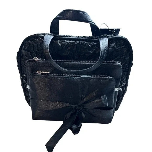 Studio Selection Women's‎ Cosmetic Bag Set 3 Make Up Bags black Ruched  8