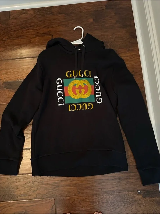 Gucci Printed Logo Black hoodie  Sweatshirt
