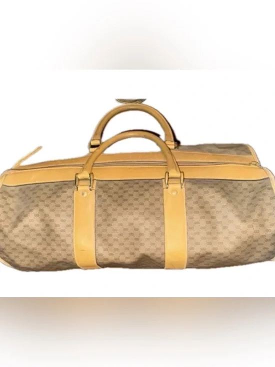 Gucci Beige Monogram Canvas Duffel with Tan Leather Trim