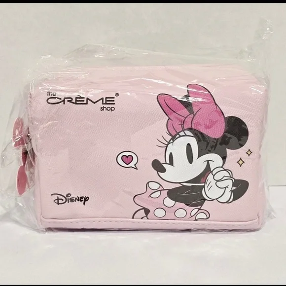 NWT The Crème Shop Pink Mickey & Minnie Mouse Cosmetic Bag Limited Edition NWT