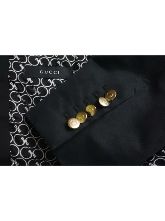 Gucci Dark Blue Linen Cotton Gold Button Sport Coat Jacket 50 EU BRAND NEW