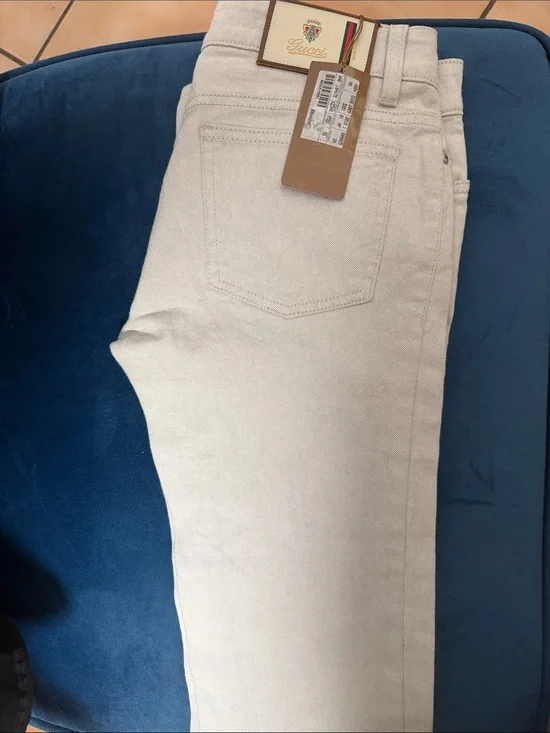 Gucci Woman Cream Slim Straight Jeans