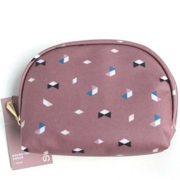 Sonia Kashuk Geometric Round-Top Zip Small Cosmetic Make-Up Pouch Bag