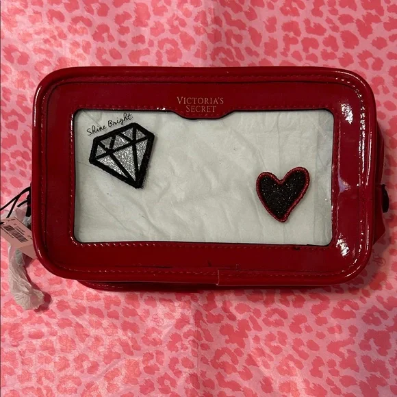Victoria's Secret Red and White Cosmetic Bag