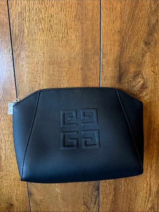 Givenchy Black Embossed Logo Cosmetic Pouch