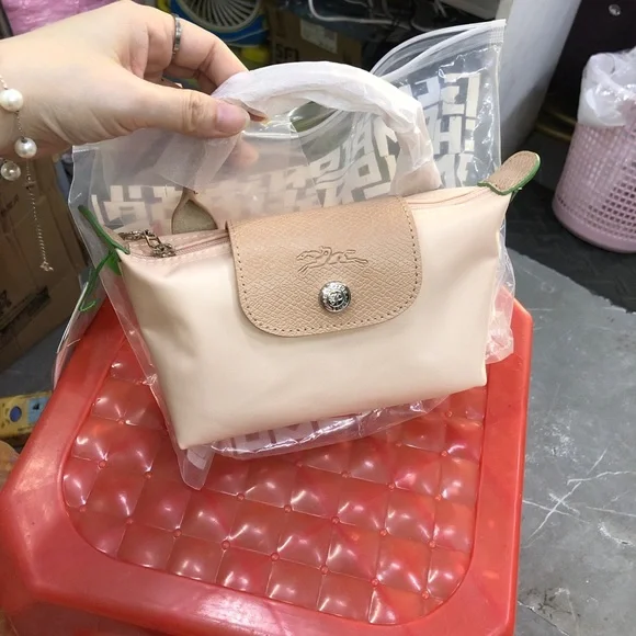 Longchamp Cream Beige Mini Top-Handle Pouch