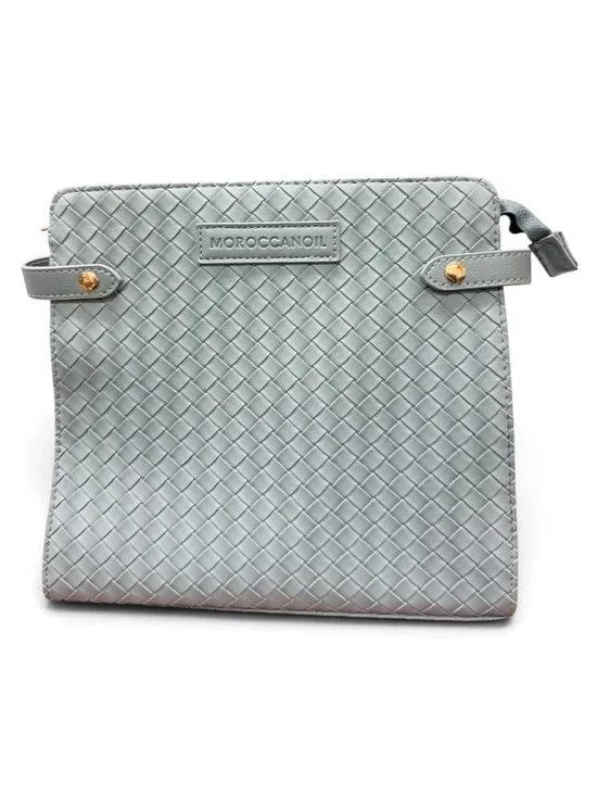 Moroccanoil Woven Light Gray Cosmetic Pouch with Gold Accents